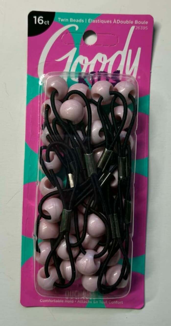 Goody Kids Ouchless Twin Beads 26395 Comfortable Hold 16 Ct Light Pink